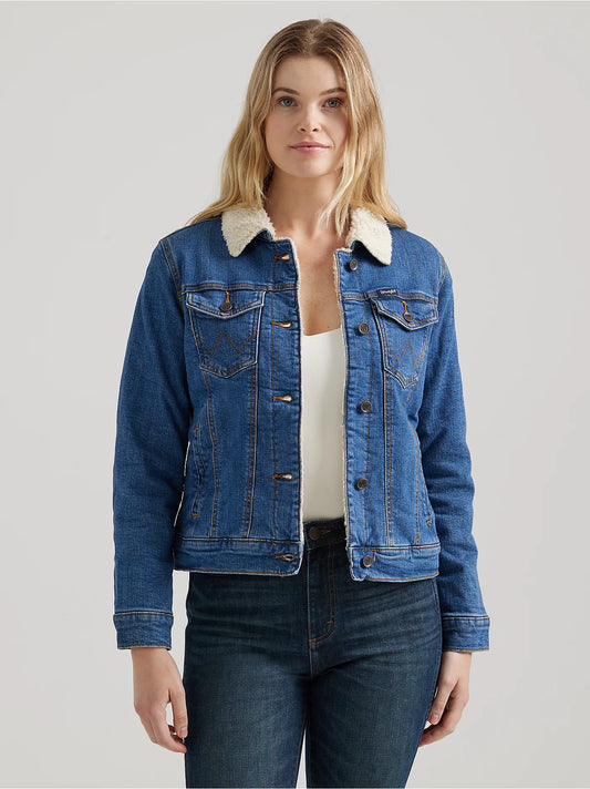 Wrangler Women's Retro Sherpa Lined Western Denim Jacket