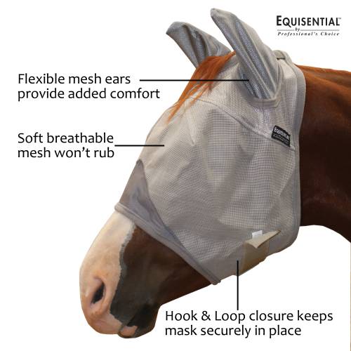 Professional's Choice Equisential Grey Fly Mask w/Ears