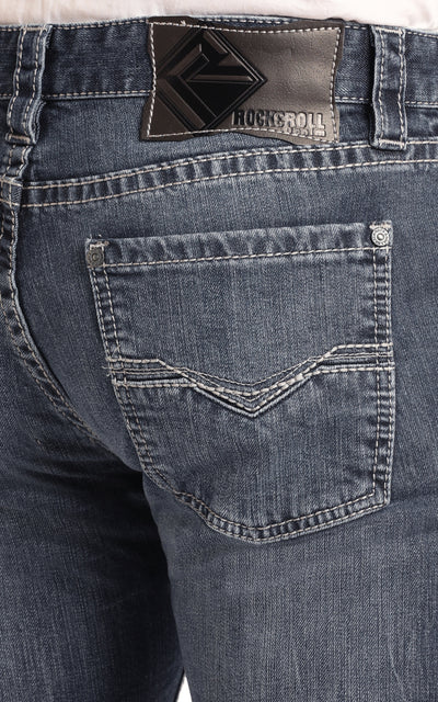 Rock & Roll Denim Men's Revolver Slim Fit Stretch Straight Bootcut Jeans