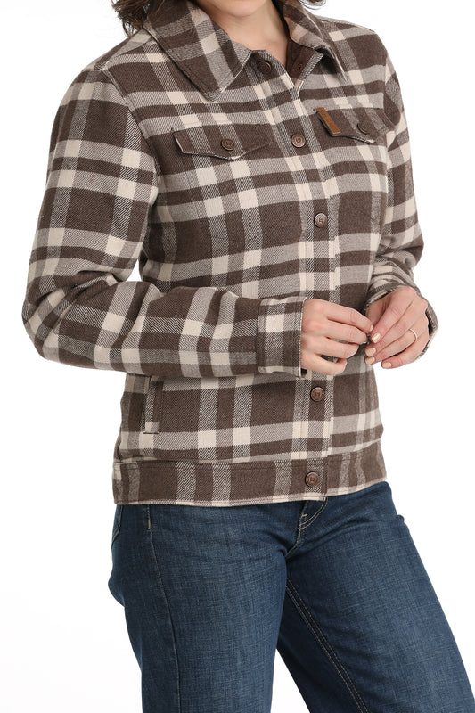 Cinch Women's Gray/Brown Plaid Trucker Jacket