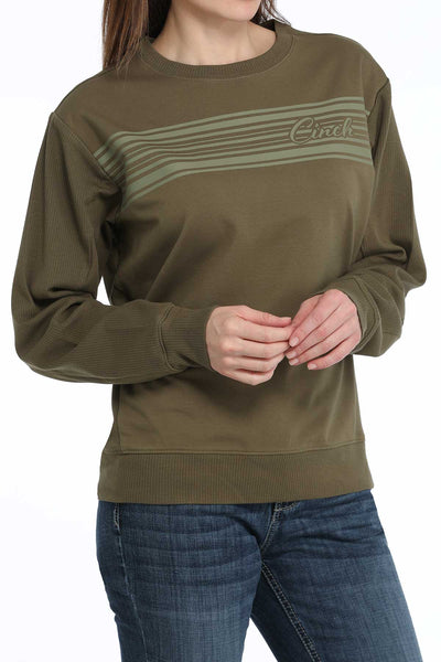 Cinch Women's Olive Terry Pullover Sweatshirt