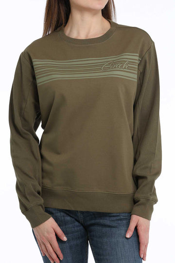 Cinch Women's Olive Terry Pullover Sweatshirt