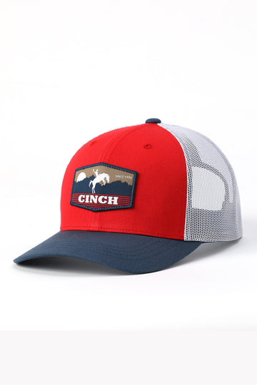 Cinch Red Horizon Trucker Ball Cap