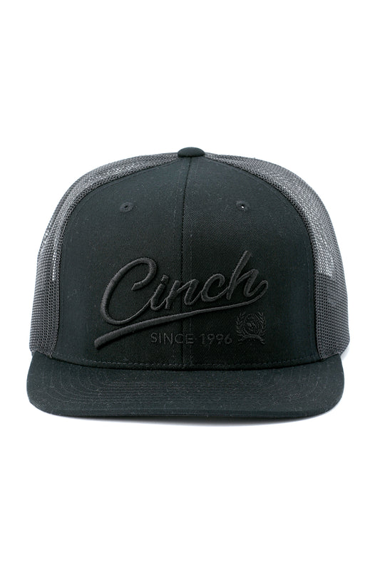 Cinch Men's Solid Black Embroidered Trucker Hat