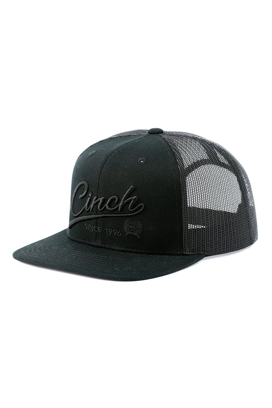Cinch Men's Solid Black Embroidered Trucker Hat