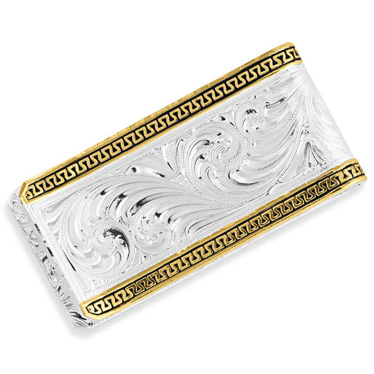 Montana Silversmiths Two-Tone Carved Longhorn Money Clip