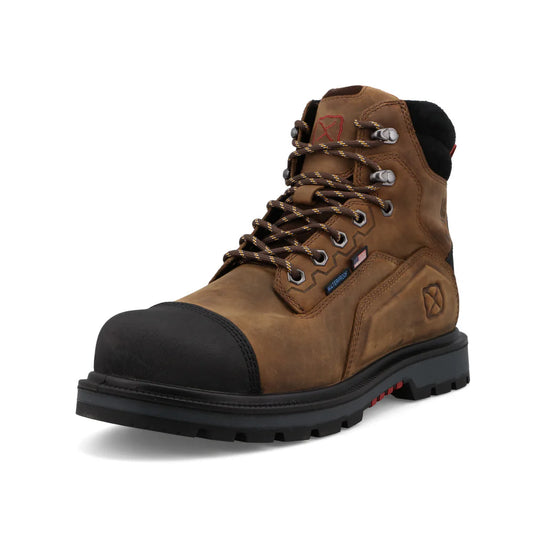 Twisted X Men's 6" Safety Toe Lace Up Brown & Black Work Boots
