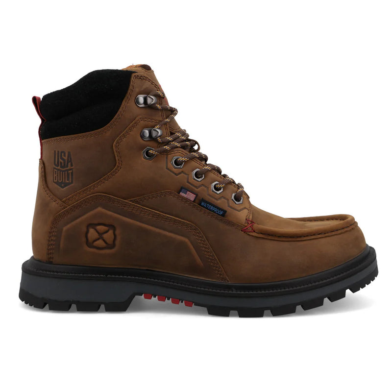 Twisted X Men's 6" Black & Brown Lace-Up Waterproof Work Boot