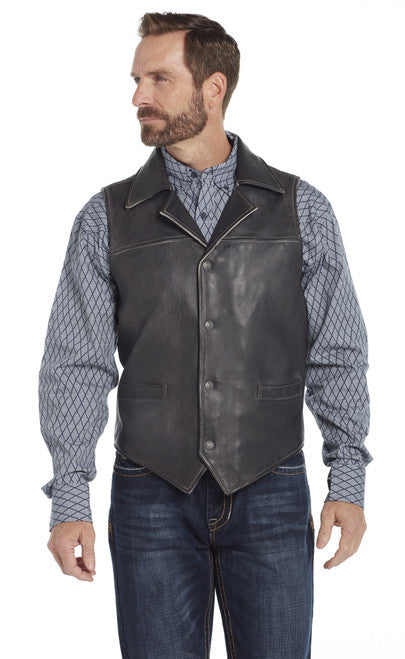 Cripple Creek Men's Snap Front Collared Lamb Nappa Vest w/Concealed Carry Pocket