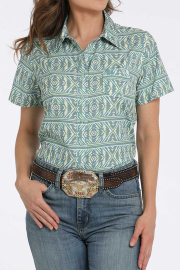Cinch Women's Short Sleeve ArenaFlex Geometric Print Button-Down Western Shirt