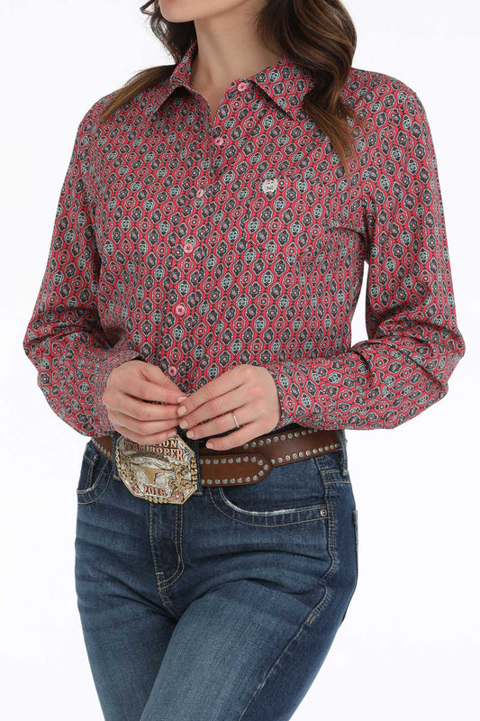 Cinch Women's Pink ArenaFlex Long Sleeve Button-Down Shirt
