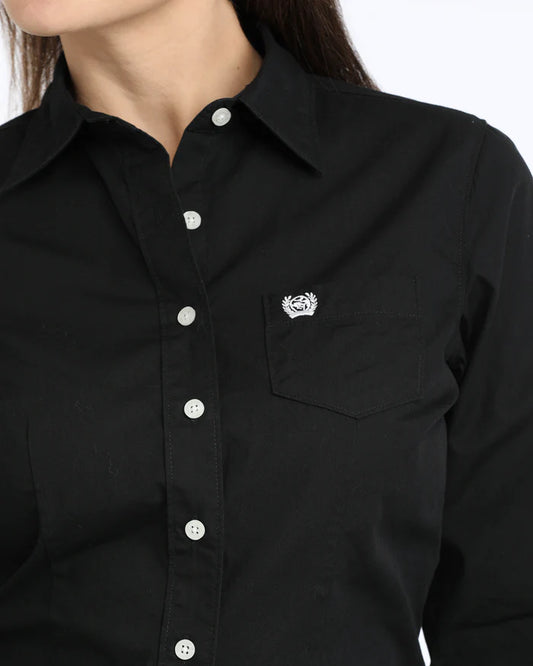 Cinch Women's Solid Black Arena Fit Button Down Western Shirt
