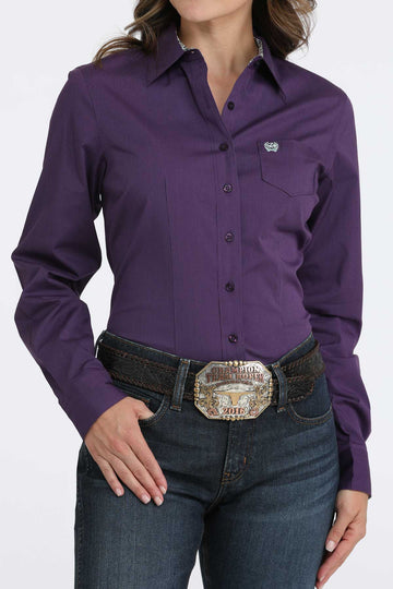 Cinch Women's Stretch Purple Stripe Button Down Shirt