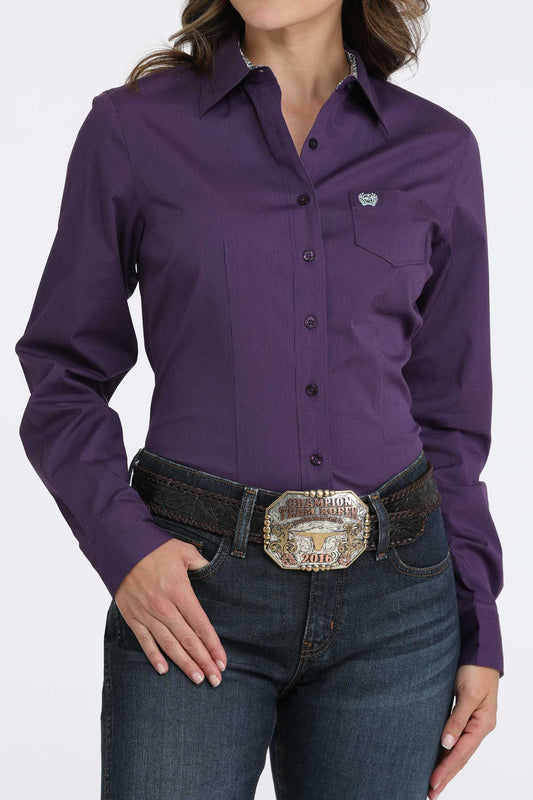 Cinch Women's Stretch Purple Stripe Button Down Shirt