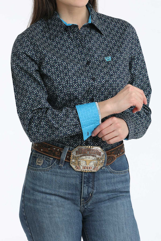 Cinch Women's Navy Printed Stretch ArenaFlex Button-Down Shirt