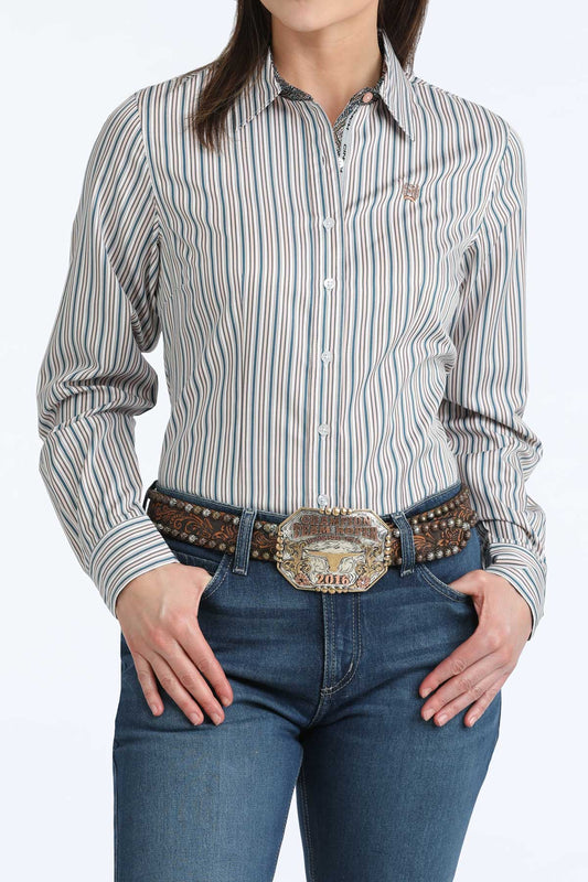 Cinch Women's Striped Long Sleeve Button-Down Western Shirt