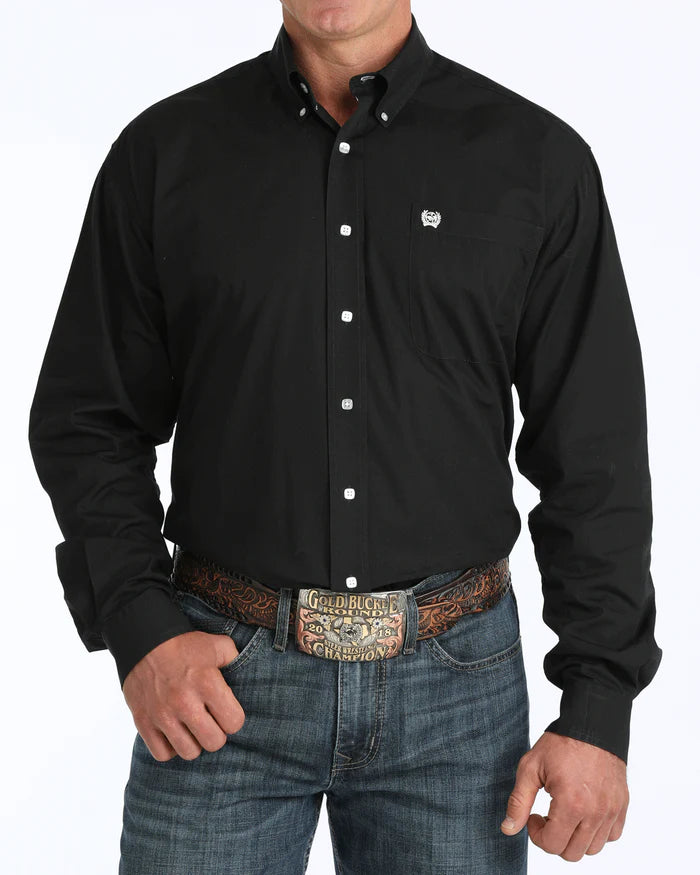 Cinch Men's Solid Black Button-Down Western Shirt