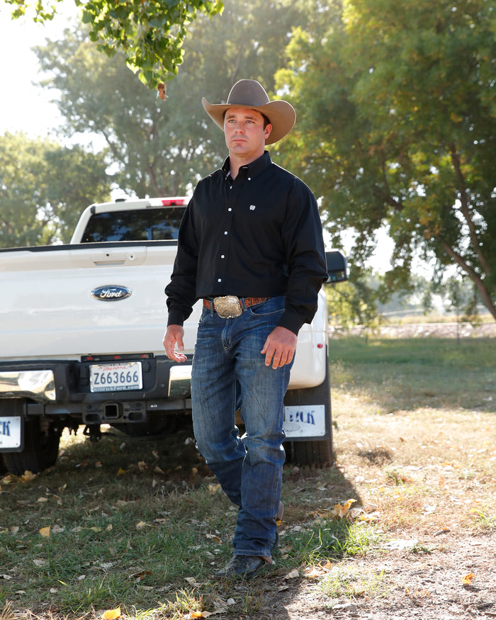 Cinch Men's Solid Black Button-Down Western Shirt