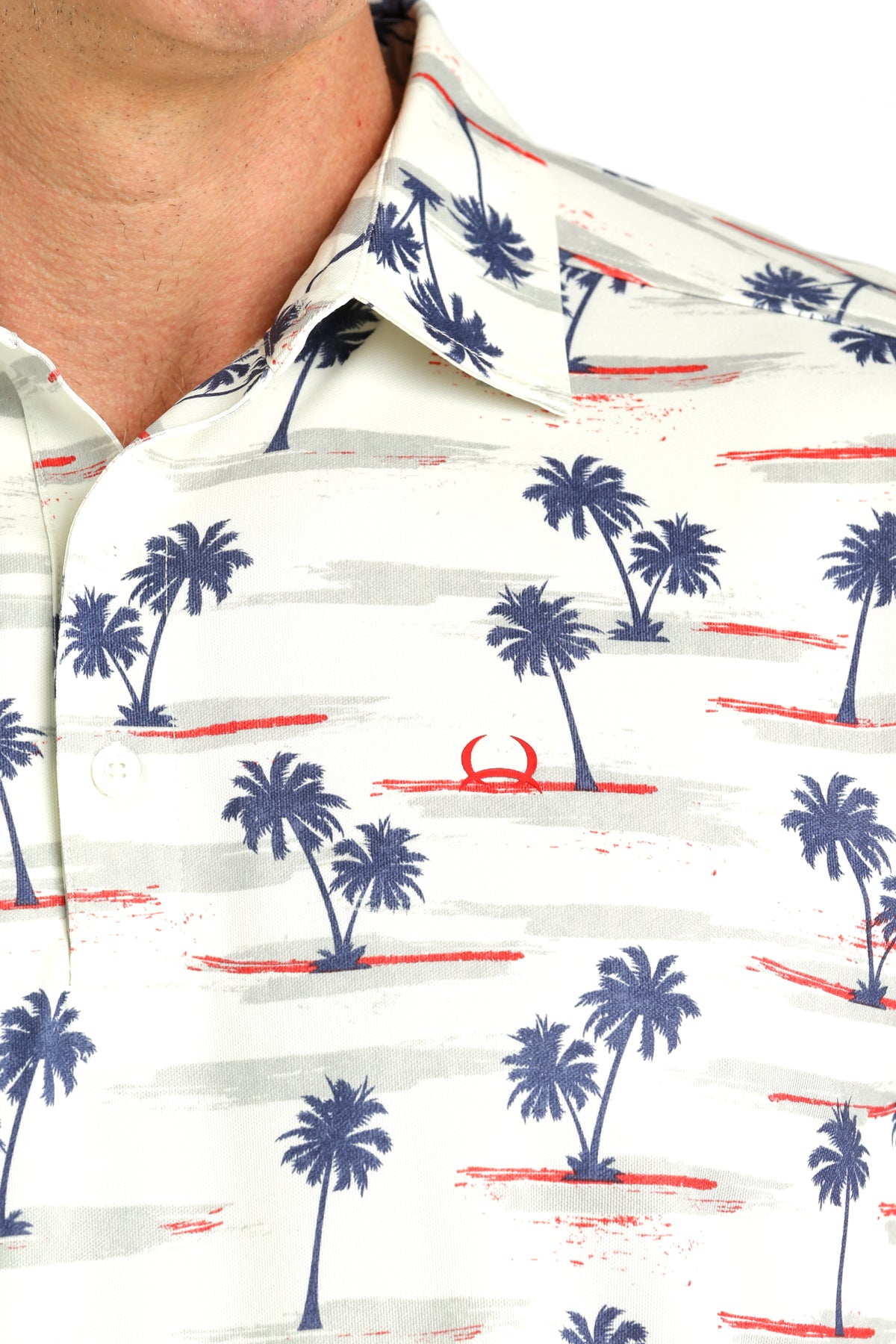 Cinch Men's Arena Flex Palm Tree Short Sleeve Polo Shirt
