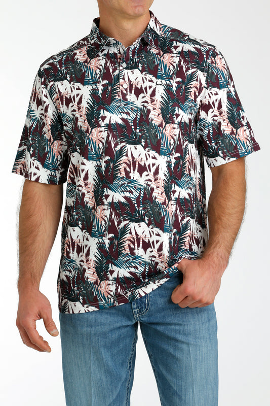 Cinch Men's ArenaFlex Palm Leaf Print Polo Shirt