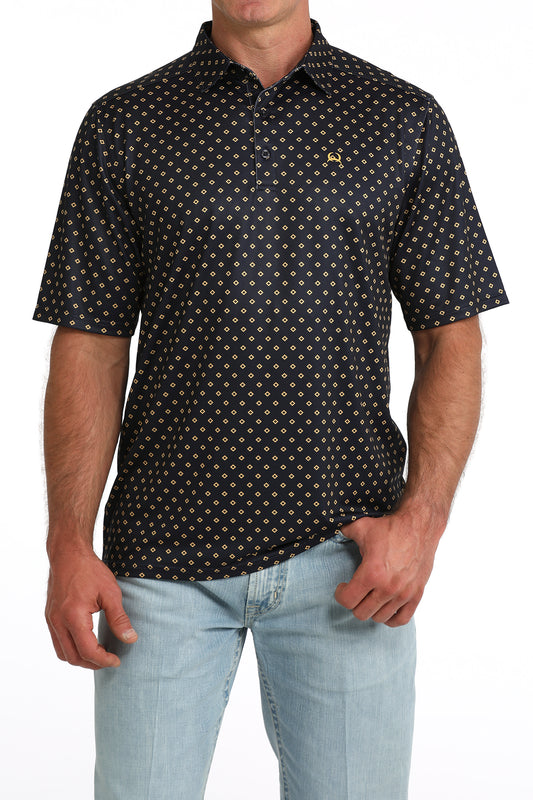 Cinch Men's ArenaFlex Navy Foulard Print Polo Shirt