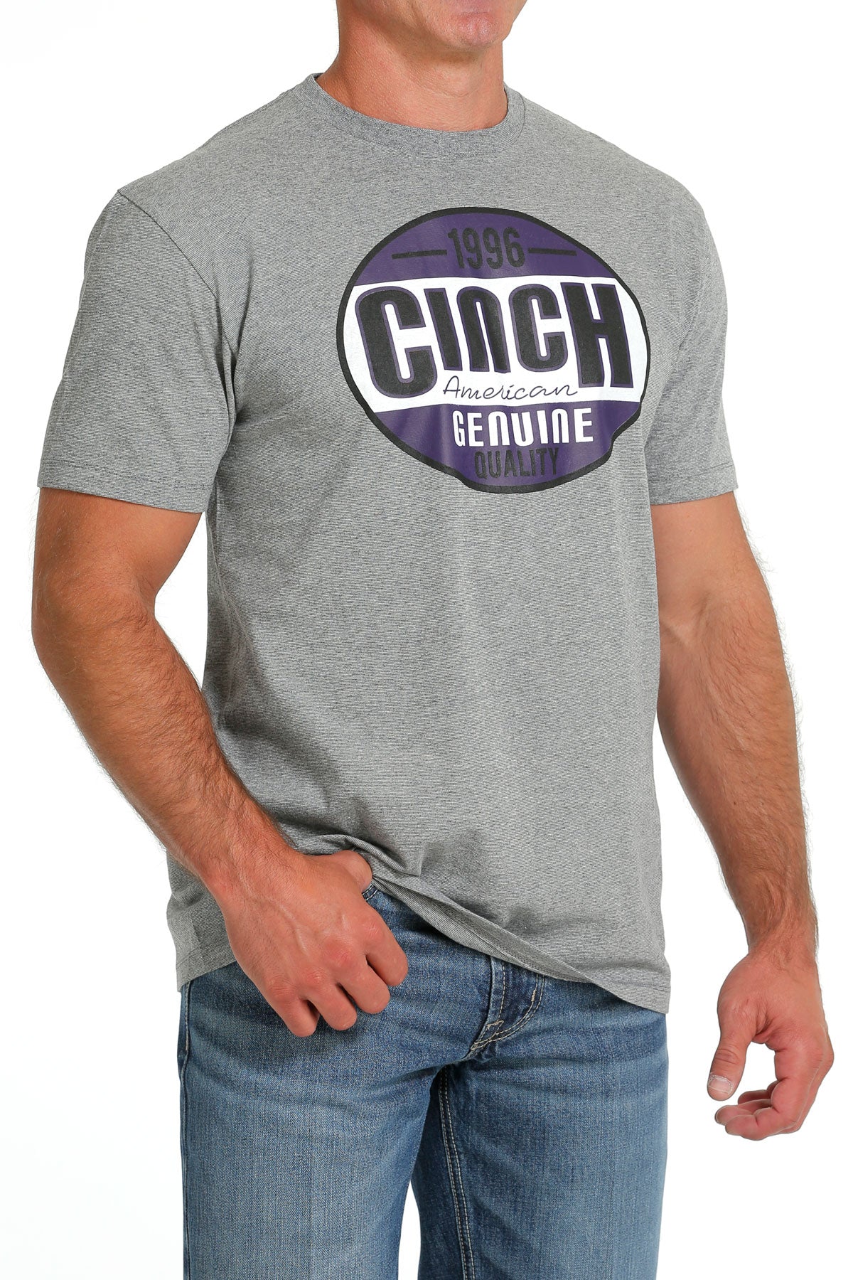 Cinch Men's Grey & Purple T-Shirt