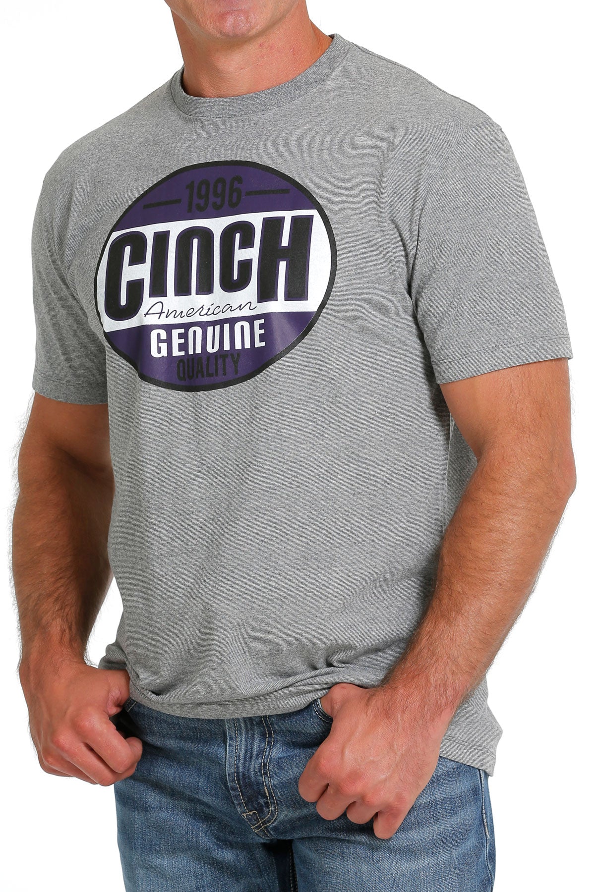 Cinch Men's Grey & Purple T-Shirt