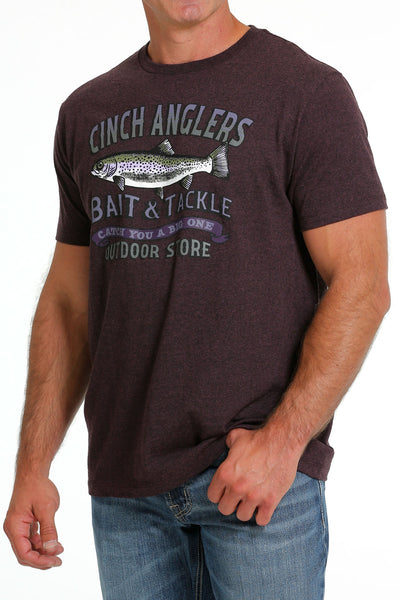 Cinch Men's Heather Purple Cinch Anglers Bait & Tackle T-Shirt