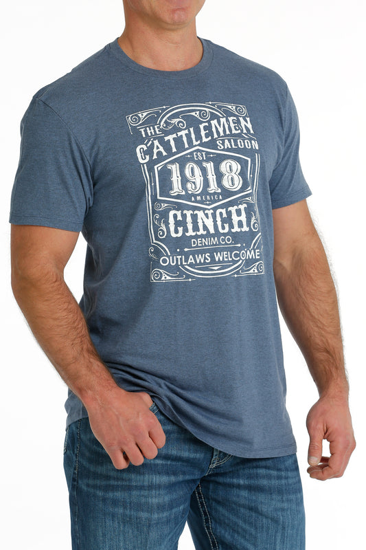 Cinch Men's Cattlemen Saloon 1918 Blue T-Shirt