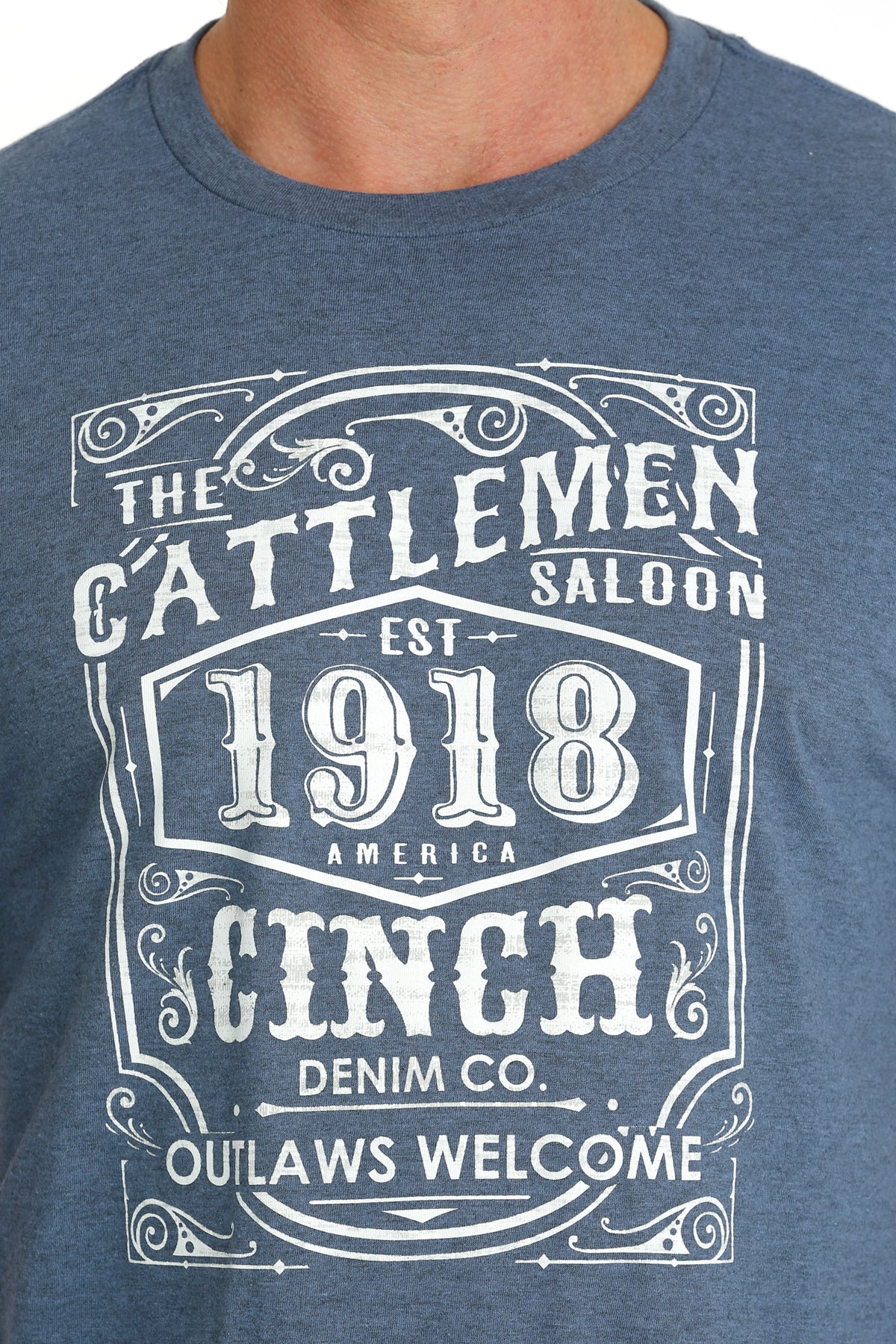 Cinch Men's Cattlemen Saloon 1918 Blue T-Shirt