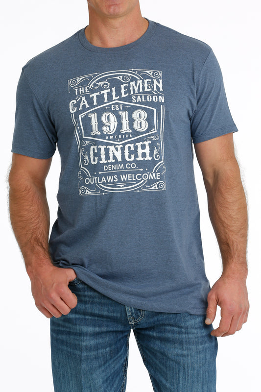 Cinch Men's Cattlemen Saloon 1918 Blue T-Shirt