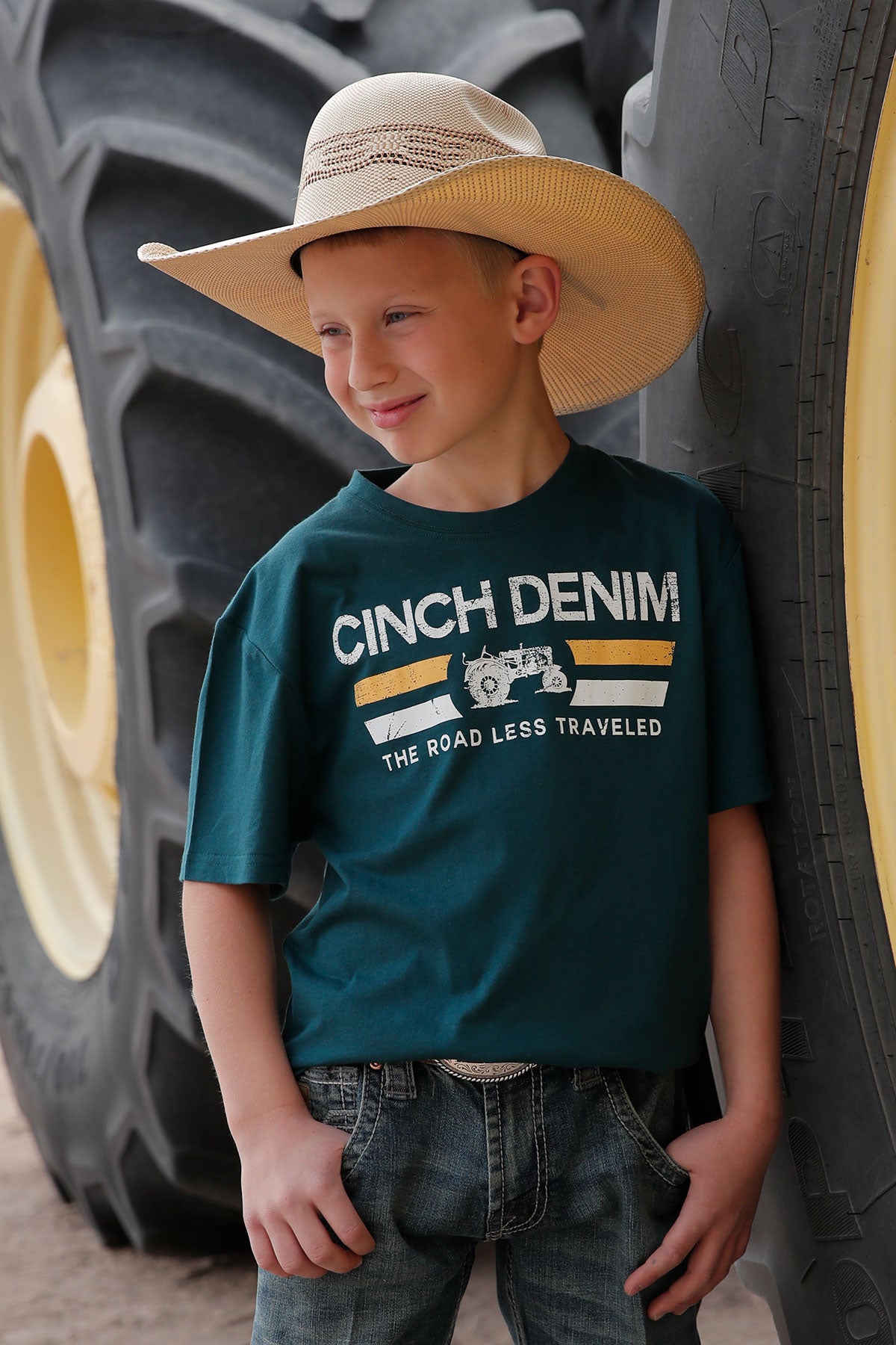 Cinch Boy's Green "The Road Less Traveled" T-Shirt