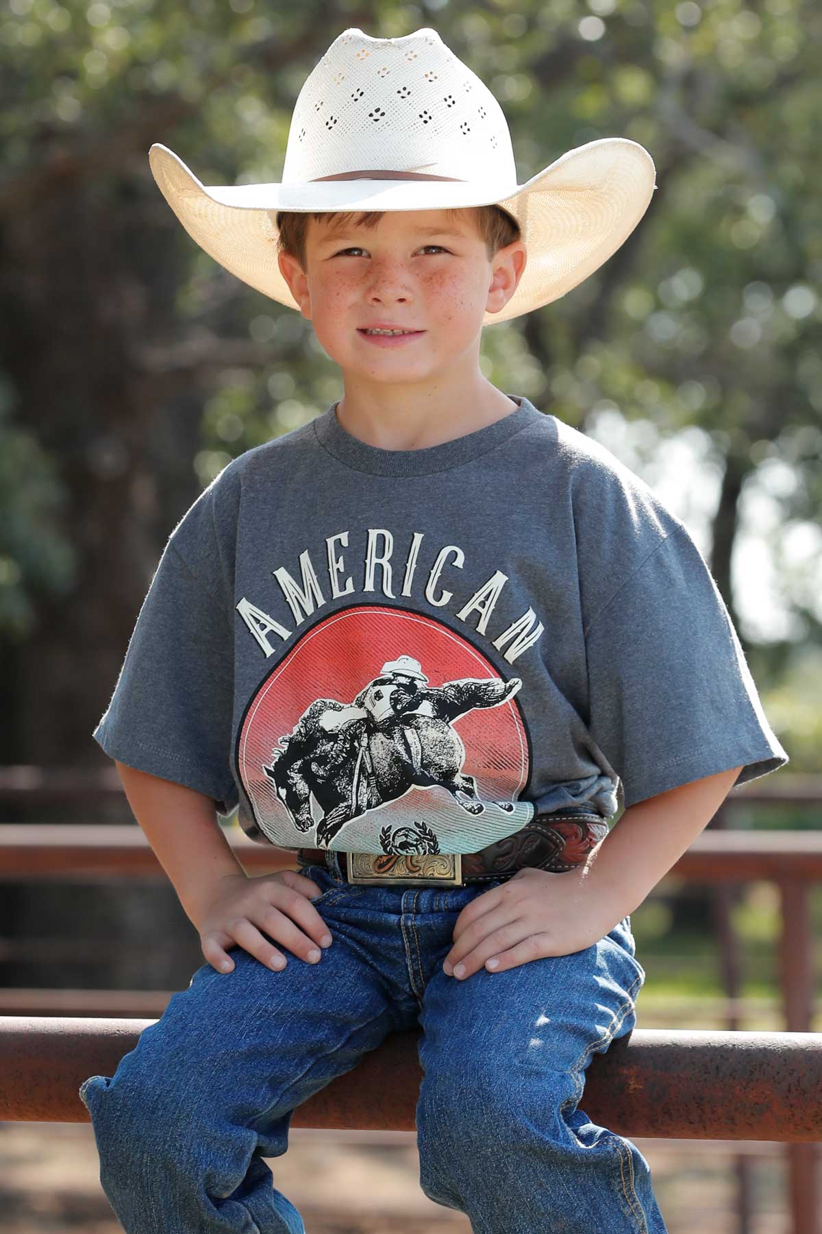 Cinch Boy's Grey American Rodeo Brand T-Shirt