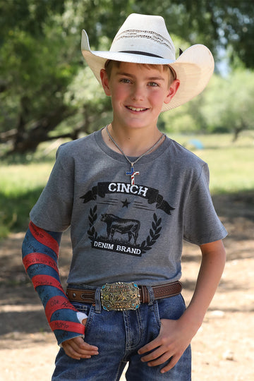 Cinch Boy's Denim Brand Gray T-Shirt