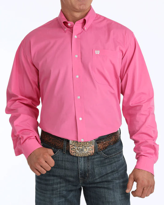 Cinch Men's Solid Pink Button-Down Western Shirt