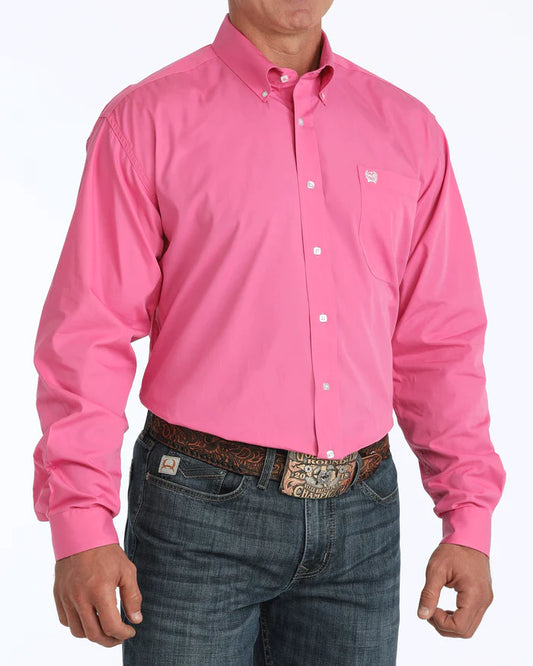 Cinch Men's Solid Pink Button-Down Western Shirt
