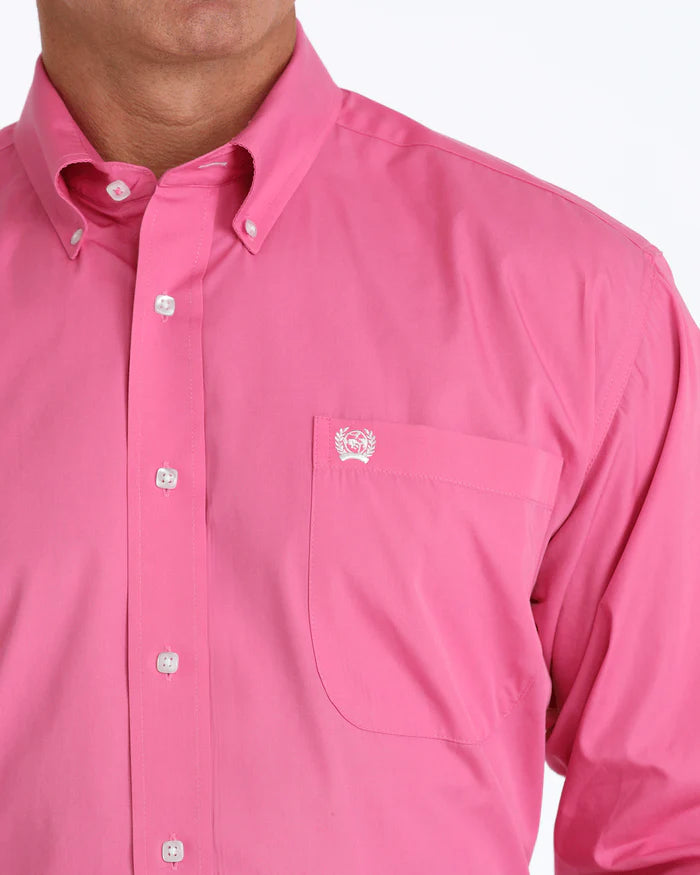 Cinch Men's Solid Pink Button-Down Western Shirt