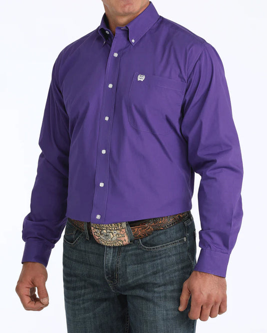 Cinch Men's Solid Classic Fit Purple Button Down Shirt