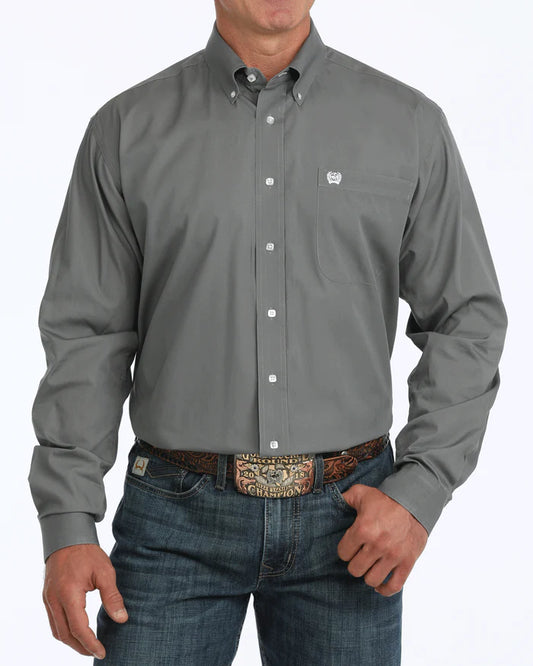 Cinch Men's Solid Gray Button-Down Western Shirt