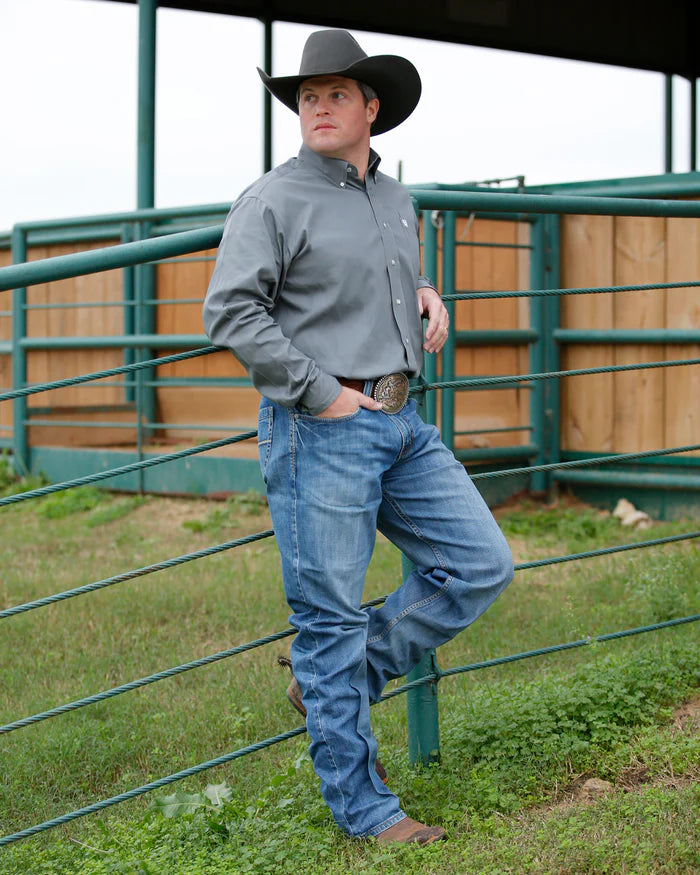 Cinch Men's Solid Gray Button-Down Western Shirt