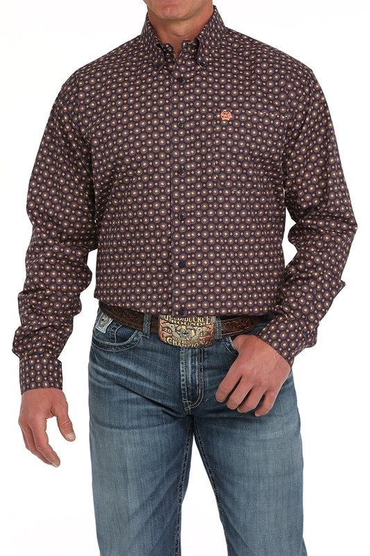 Cinch Men's Medallion Print Purple Button-Down Western Shirt