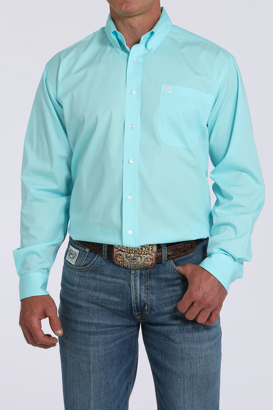 Cinch Solid Turquoise Solid Button-Down Western Shirt