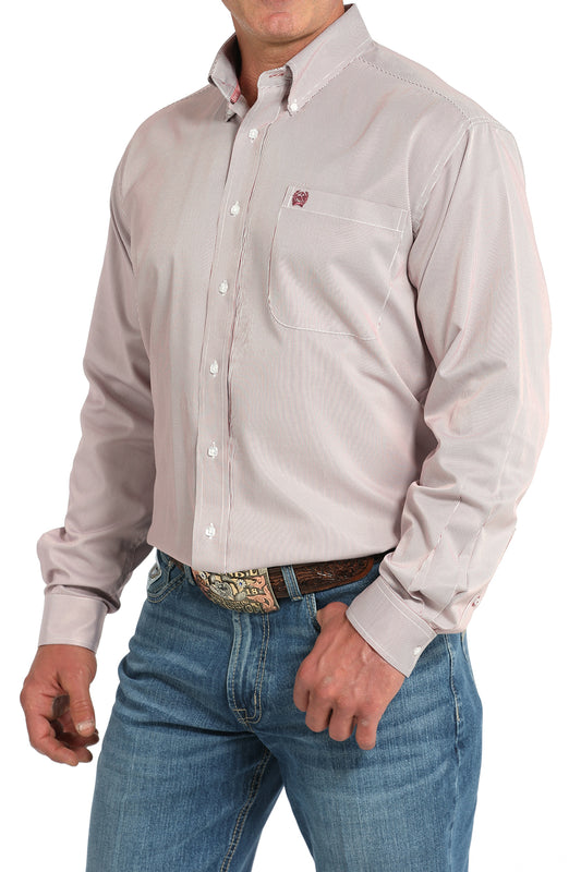 Cinch Men's Tencel Pink Striped Button-Down Western Shirt