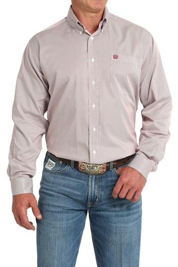 Cinch Men's Tencel Pink Striped Button-Down Western Shirt