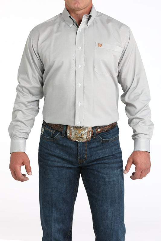 Cinch Men's Olive Tencel Striped Button-Down Shirt