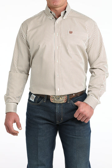 Cinch Men's Tencel Classic Fit Button Down Cream Shirt
