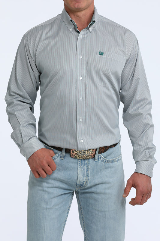 Cinch Men's Tencel Stripe Long Sleeve Button Down Shirt