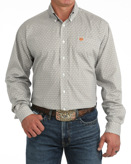Cinch Men's Long Sleeve Button-Down Print Shirt