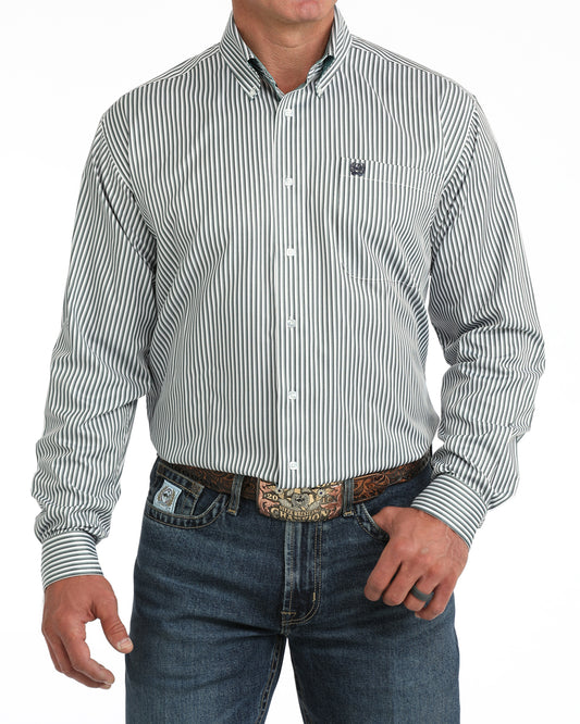 Cinch Men's Tencel Blue Stripe Long Sleeve Button Down Shirt