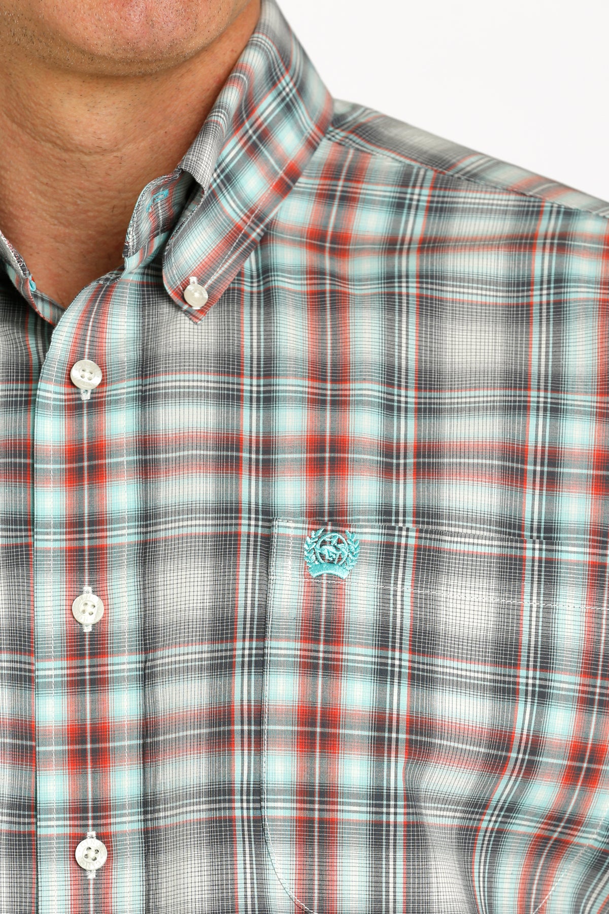 Cinch Men's Plaid Button-Down Short Sleeve Western Shirt